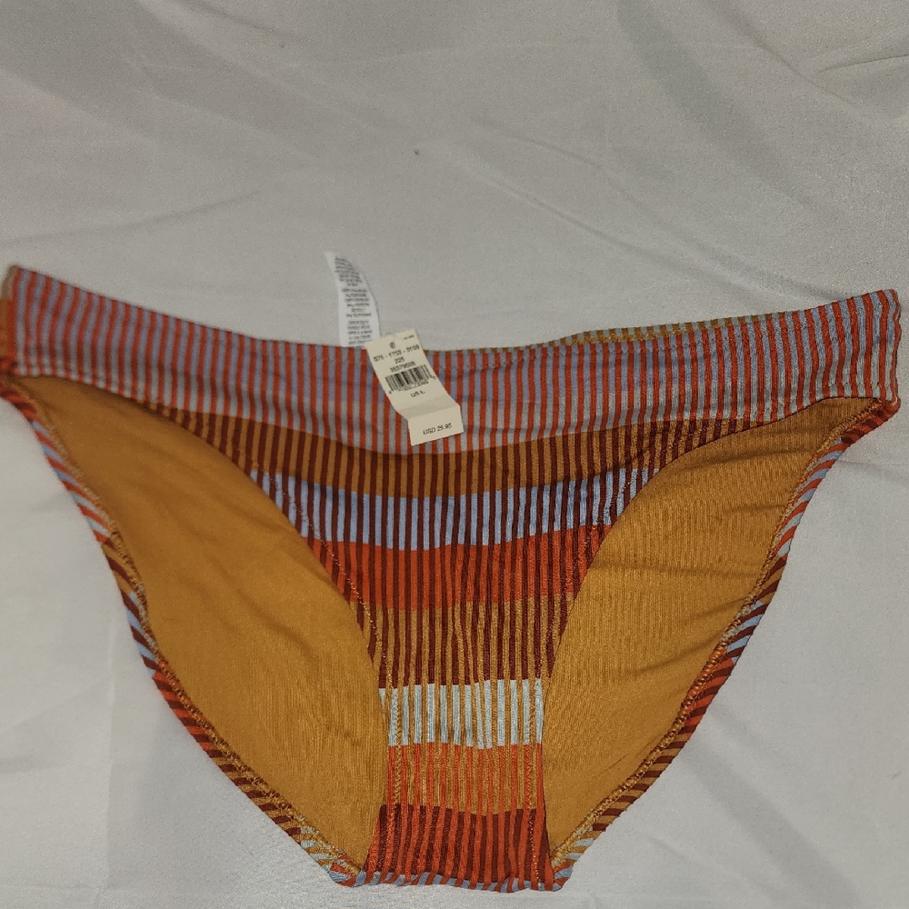 Aerie Orange and Brown Bikini with Retro Stripes